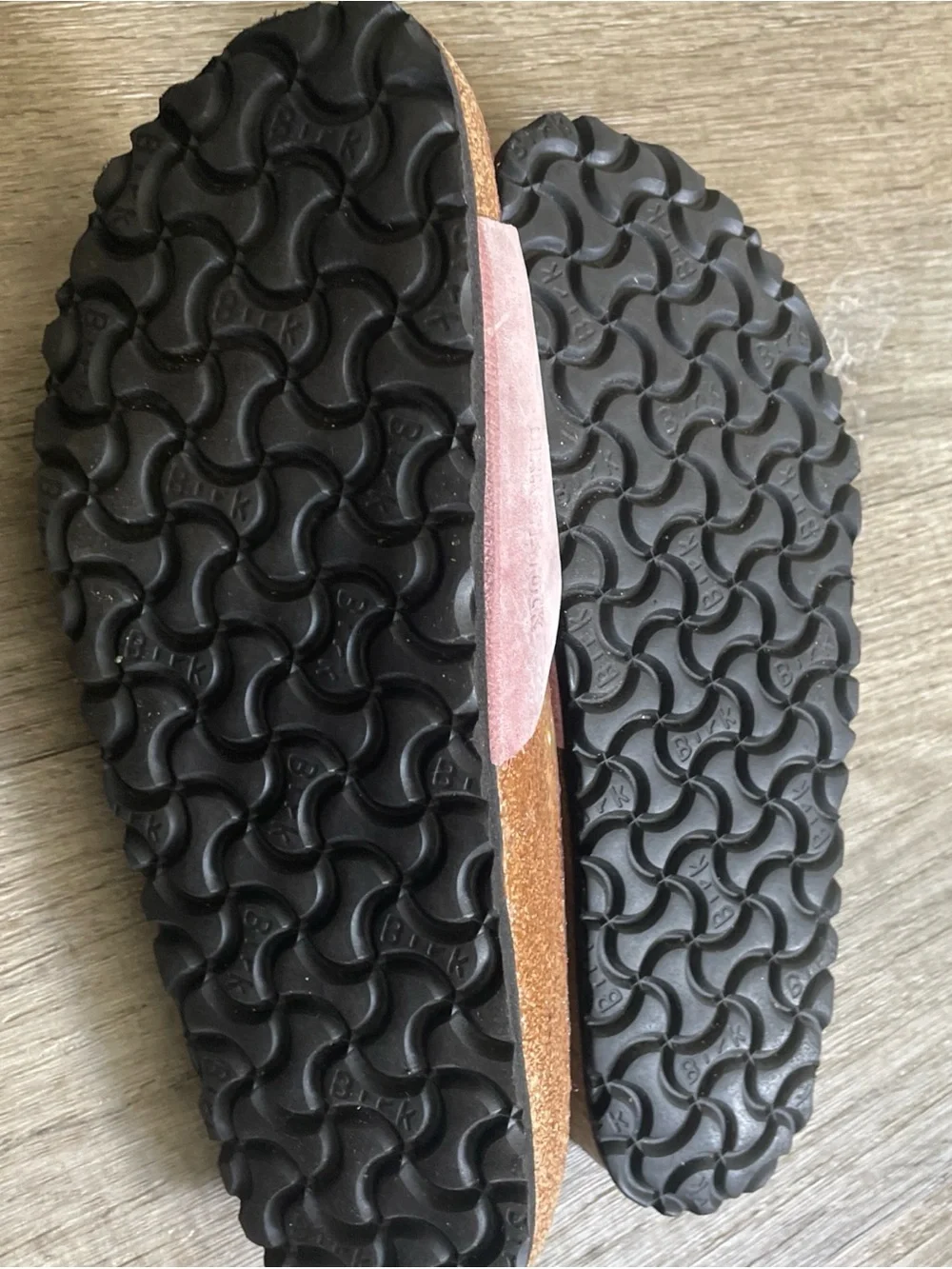 Birkenstock Madrid Soft Pink Suede Slide Sandals with Gold Buckles
